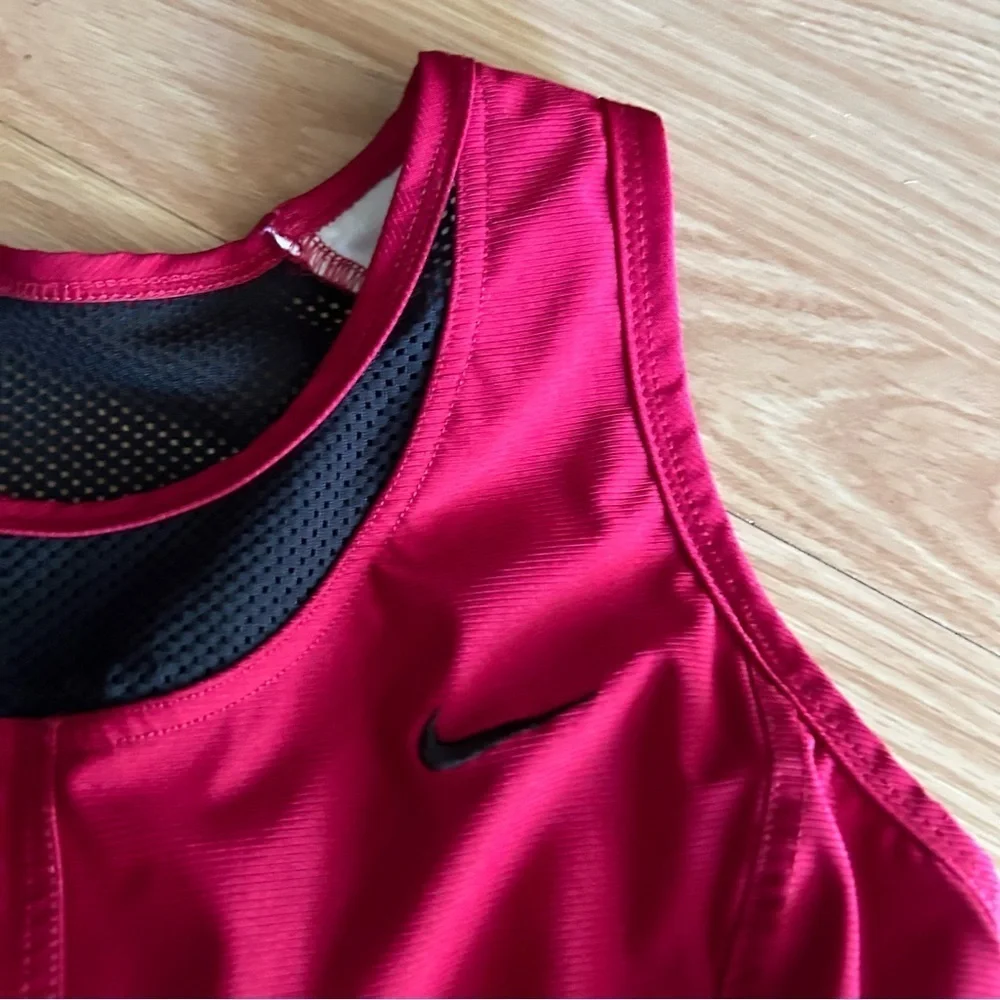 Vintage Nike Red Black Mesh Training Sports Bra Medium